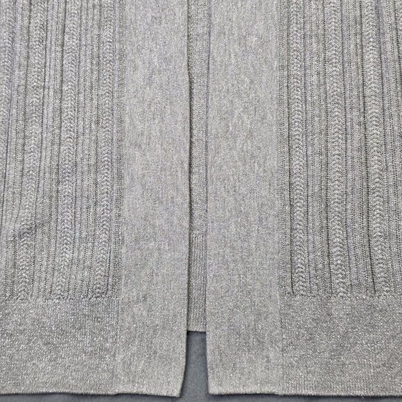 Talbots Plus Cardigan Sweater Womens 2X Gray Open Ribbed Metallic Knit Party - Picture 6 of 12